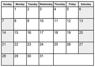 Holiday/Birthday Calendar